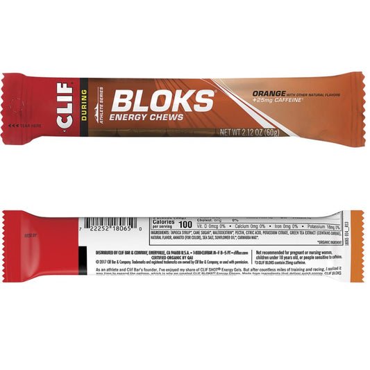 CLIF BLOKS Energy Chews: Orange (with 25mg caffeine)