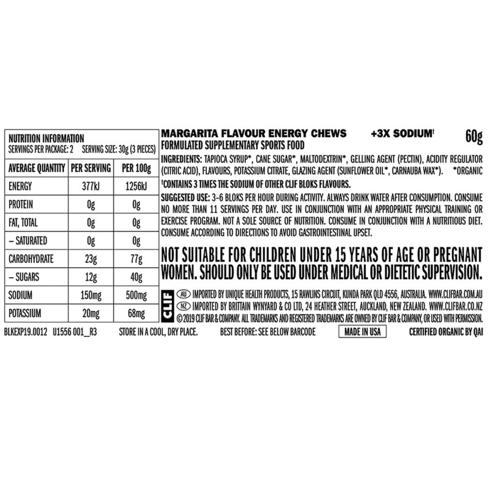 CLIF BLOKS Energy Chews: Margarita (with 150mg of sodium)