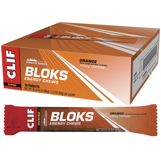 CLIF BLOKS Energy Chews: Orange (with 25mg caffeine)