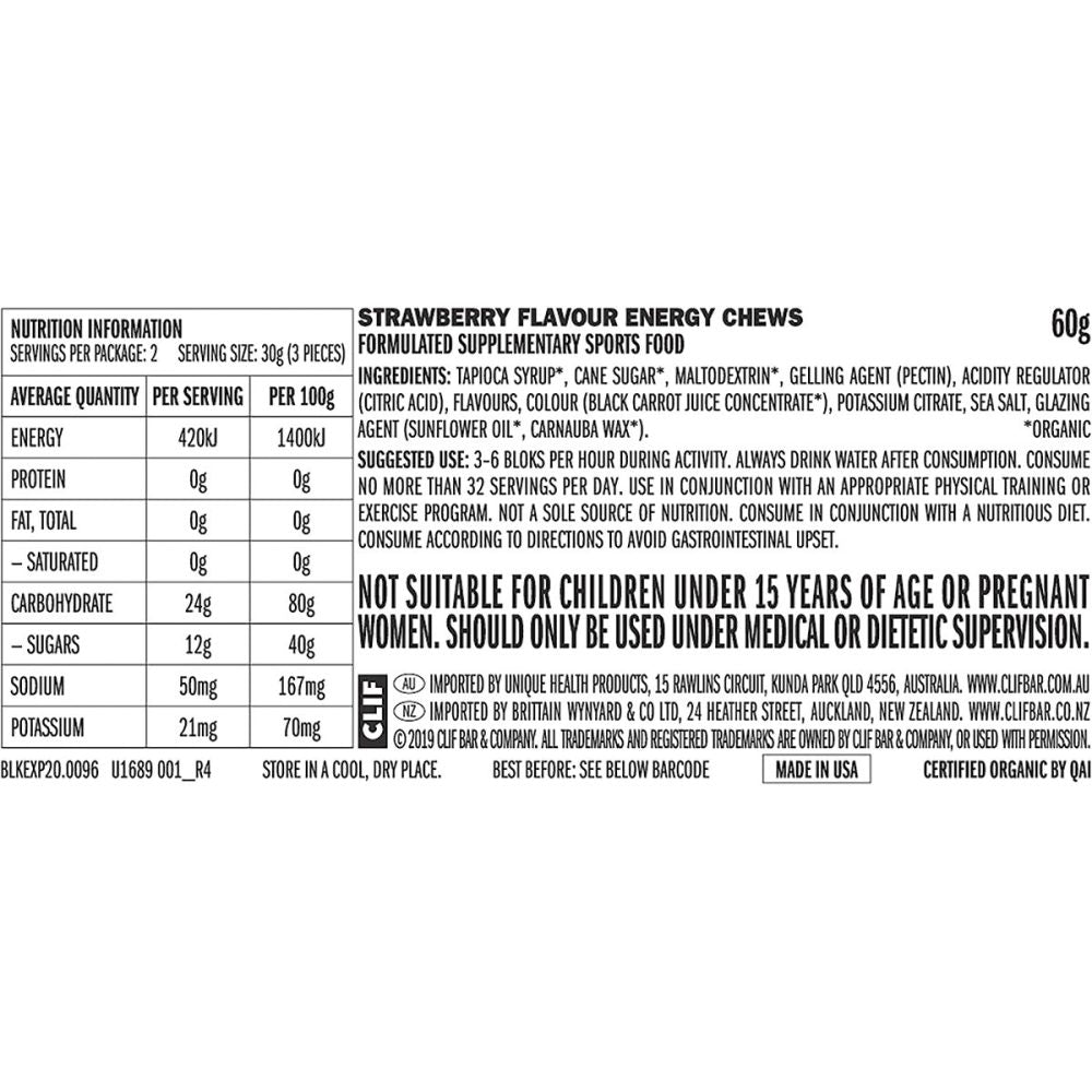 CLIF BLOKS Energy Chews: Strawberry